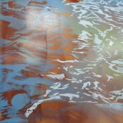 Jenny Cowern (British 1943-2005) unusual enamel on steel 'Sandstone & Sea', entitled and dated