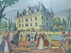 French school poster from MDI editions late 20th Century, 'Francis I and his Court' within red frame