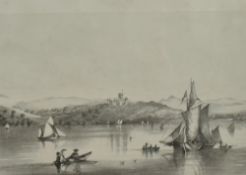 Local Interest* Artist unknown, engraving of Wray Castle as seen from Windermere, within step