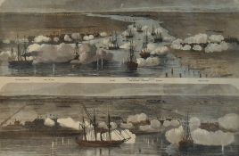 An interesting 19th century hand- engraving 'The Attack on The Peiho Forts by the English and French