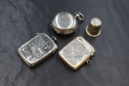 A Victorian silver vesta case, of rectangular form having decorative engraving and 'W.B.N'