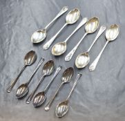 A cased set of six George VI silver teaspoons, having decorative line work to terminals, marks for