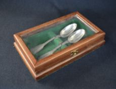 A pair of French pre-revolution silver/white metal fiddle and thread pattern serving spoons, in a c