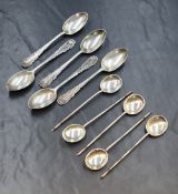 A group of five George V silver teaspoons, having Chippendale style edge to terminals, marks for