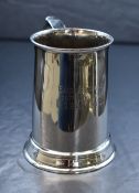 A George VI silver tankard, of traditional form having a moulded rim, S-curve handle and