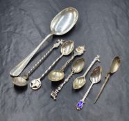 An Elizabeth II silver Hanoverian rat-tail pattern spoon, having 'M' initial to terminal, along with