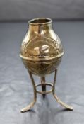 South American white metal 800. grade Yerba Mate, of circular form with decorative scroll engraving,