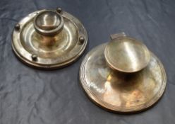 A George V silver inkwell, of circular form with ball decoration, marks for Birmingham 1922, maker