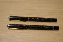 A Parker Rialto converter fill fountain pen and rollerball pen in Laque Dusk