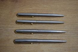 Four Parker 61 ballpoint pens in Flighter with gold trim