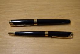 A Waterman L'Etalon converter fill fountain pen and ballpoint pen in Black Laque having Waterman