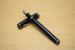 A Sheaffer Connaisseur 815 cartridge fill fountain pen in black with herringbone design with gold