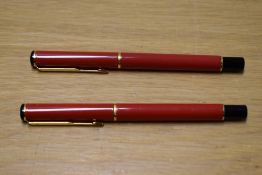 Two Parker Rialto rollerball pens in Lacky Chinese Red one needs refil