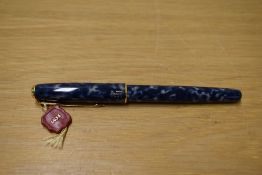 A Parker Sonnet converter fill fountain pen in Laque Indigo having Parker 18k 750 nib