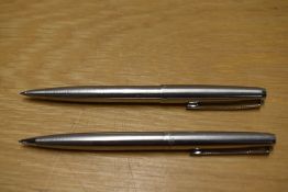 A Parker 45 Deluxe Flighter ballpoint pen and propelling pencil set. Very small dent to ballpoint