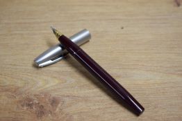 A Sheaffer Imperial II fountain pen in burgundy with brushed steel cap (engraved)