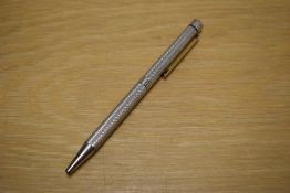 A boxed Sheaffer Targe Lady ballpoint pen in silver plated barley twist pattern. Needs refill