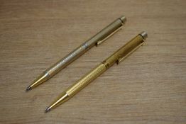 Two Sheaffer Targa 1009 Barlleycorn gold plated ballpoint pen