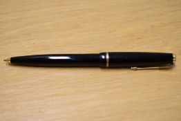 A Parker Duofold ballpoint pen in black. Engraved