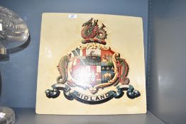 A 'Midland' Armenal square board having cream ground, w45.5cm