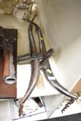 A pair of early steel horse hames harnesses, L77cm