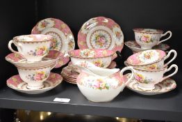 A Royal Albert 'Lady Carlyle' pattern fine bone china tea service, decorated with gilt edging and