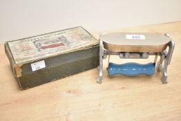 A vintage Fuluse iron with original box, impressed pat No 50800, L14cm