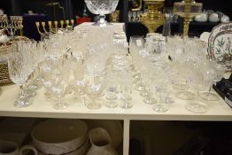 A large collection of cut glass, to include cocktail glasses, wine glasses and shot glasses ect, (