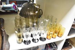 A set of 5 John Clappison 'Ravenhead' pattern clear glass tankers, h14cm, sold together with a smoke