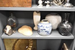 A 19th century Chinese blue and white ginger jar, decorated with fisherman in a river landscape,