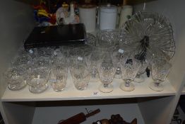 A crystal cut glass water jug decorated with diamond patterns and globular handle, h14.5cm, sold