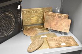 A Pinkrose metal plaque having Lancashire rose and mining pick, w17cm, sold together with a W.H.
