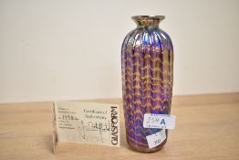 A John Ditchfield for glassform hand blown iridescent art glass vase, having fluted rim, signed to