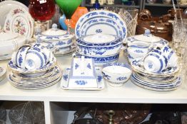 A quantity of blue and white Royal Cauldon fine bone china dinner/tea wares, having gilt edge with