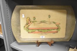 A plastic Mermade serving tray depicting a female figure wrapped within a lettuce, bacon and
