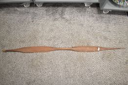A wooden archery bow of double paddle form, L150cm