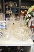 A set of 4 Galloway Irish cut crystal champaign glasses, h21cm, sold together with a wine cooler,