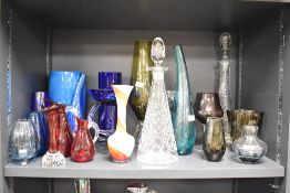 A Thomas Webb Edinburgh crystal triangular shape decanter with stopper, decorated with pressed