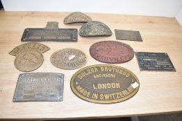 A Sulzer Brothers engineers of London cast iron oval plaque, w24cm, sold together with various other