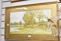 After George Oyston(1861-1937), watercolour print, landscape scene, signed bottom left, 74cm x