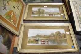 A. Reynalds (British), oil on cardboard, depicting green landscape and stream, signed bottom left,