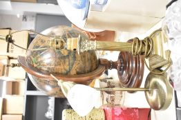 A 20th century brass Corinthian column lamp, having fluted body supported on a stepped base,