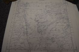 A vintage poster of Her Majesty Queen Elizabeth, L51cm, sold together with various maps