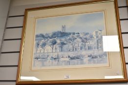 After P. J. Hargreaves (British) ,colour print 'St George's Quay Lancaster', under glass, signed
