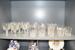 A large group of Edinburgh crystal cut glass, to include 6 Appin Whiskey glasses, 6 gin glasses ect,