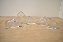 A Wedgwood crystal art glass paperweight having engraved duck figure in landing pose, L11cm, sold