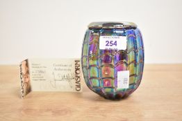 A John Ditchfield for glassform hand blown iridescent art glass of oval form, signed to base, No