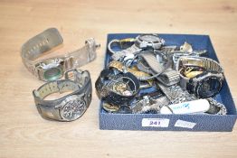 A collection of wristwatches, including Tissot, Accurist, Sekonda and digital watches