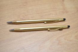 A Cross rolled gold ballpoint pen and propelling pencil set