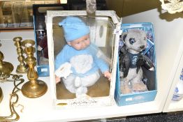 My cuddly baby collector doll, h24cm, sold together with three meerkat dolls, (4)